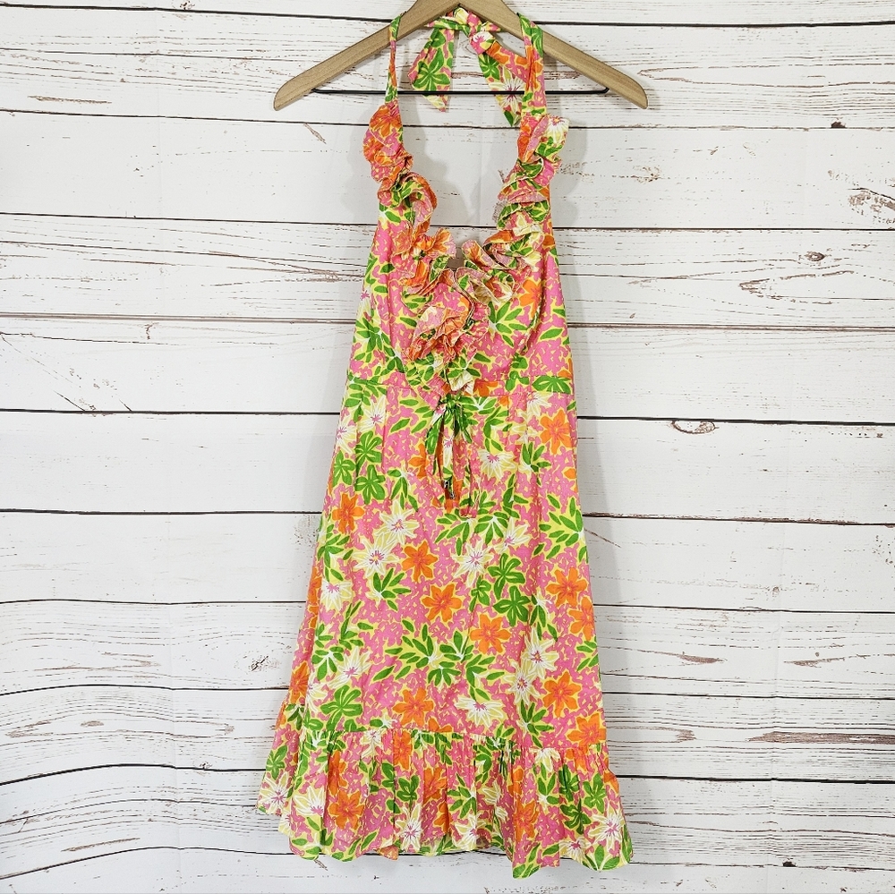 Lilly Pulitzer | Vibrant Floral Ruffle Halter Dress